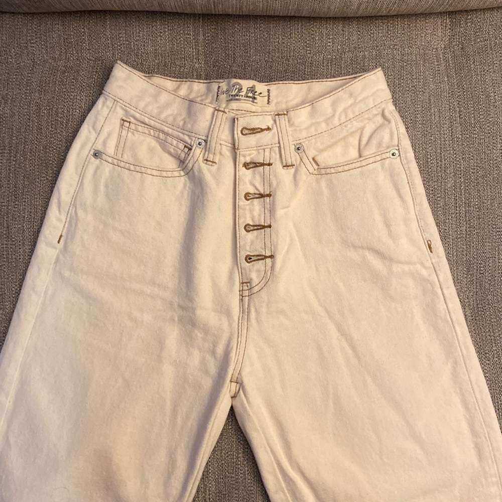 Free people cropped off-white jeans